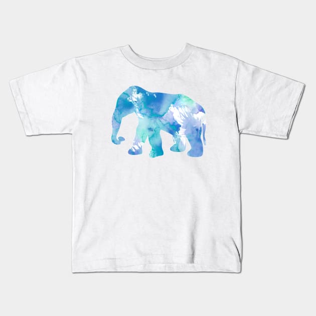Light Blue Elephant Watercolor Painting Kids T-Shirt by Miao Miao Design